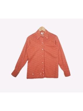 Vtg Western Shirt 1970s Red Calico Pin Tuck Yoke Thin Worn Button Up M Shapely